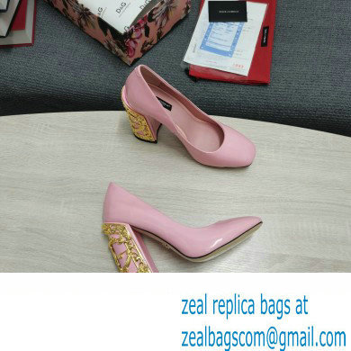 Dolce  &  Gabbana Logo Heel 10.5cm Patent leather Pumps Light Pink 2022